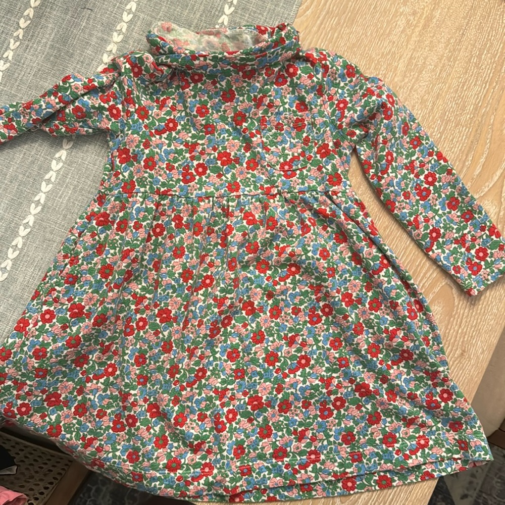 Mini Boden Floral Kids Dress - Red and Blue